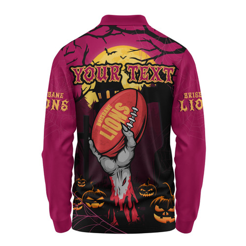 Brisbane Lions Long Sleeve Polo Shirt Full Moon Fever Halloween Supporter Brisbane Lions Long Sleeve Polo Shirt Full Moon Fever Halloween Supporter