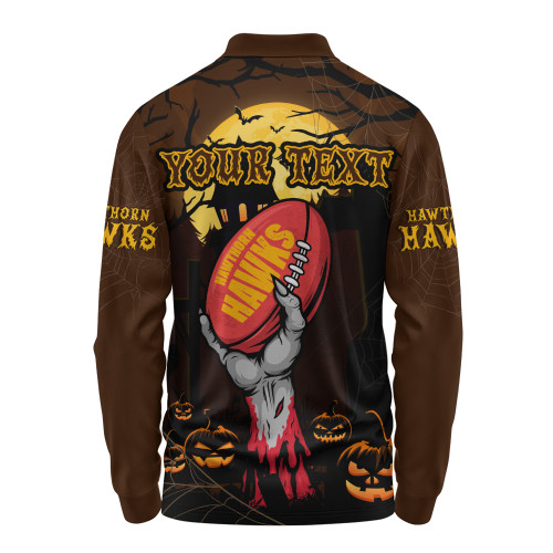 Hawthorn Long Sleeve Polo Shirt Full Moon Fever Halloween Supporter Hawthorn Long Sleeve Polo Shirt Full Moon Fever Halloween Supporter
