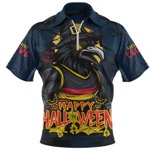 Adelaide Crows Zip Polo Shirt Full Moon Fever Halloween Supporter