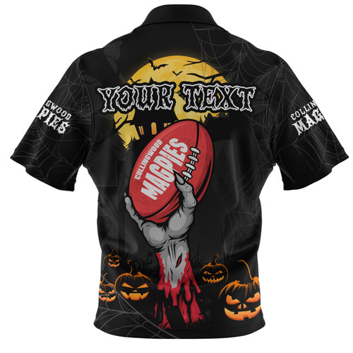 Collingwood Zip Polo Shirt Full Moon Fever Halloween Supporter Collingwood Zip Polo Shirt Full Moon Fever Halloween Supporter