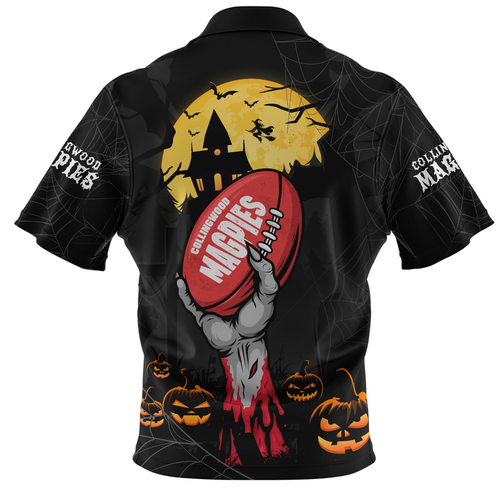 Collingwood Zip Polo Shirt Full Moon Fever Halloween Supporter Collingwood Zip Polo Shirt Full Moon Fever Halloween Supporter
