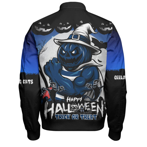 Geelong Cats Bomber Jacket Dark Pumpkin Halloween Spirit