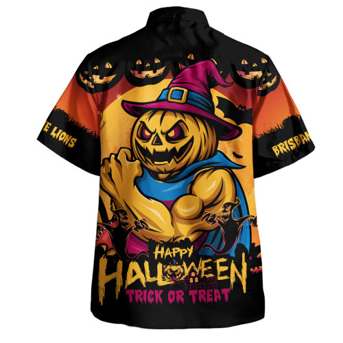 Brisbane Lions Hawaiian Shirt Dark Pumpkin Halloween Spirit Brisbane Lions Hawaiian Shirt Dark Pumpkin Halloween Spirit