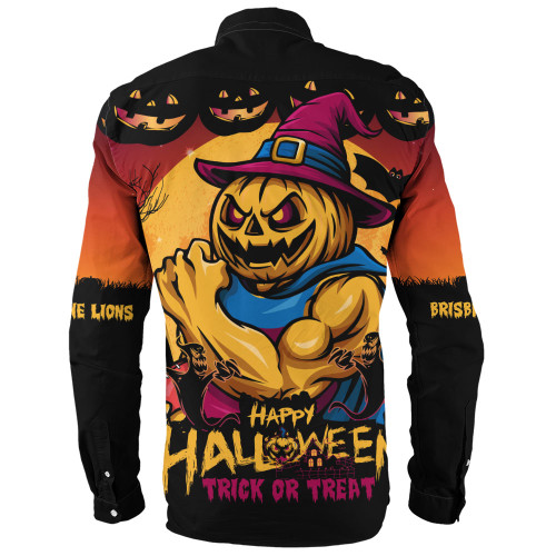Brisbane Lions Long Sleeve Shirt Dark Pumpkin Halloween Spirit Brisbane Lions Long Sleeve Shirt Dark Pumpkin Halloween Spirit