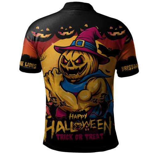 Brisbane Lions Polo Shirt Dark Pumpkin Halloween Spirit