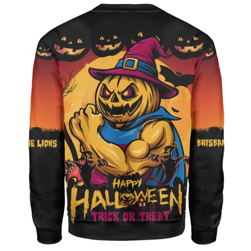 Brisbane Lions Sweatshirt Dark Pumpkin Halloween Spirit Brisbane Lions Sweatshirt Dark Pumpkin Halloween Spirit