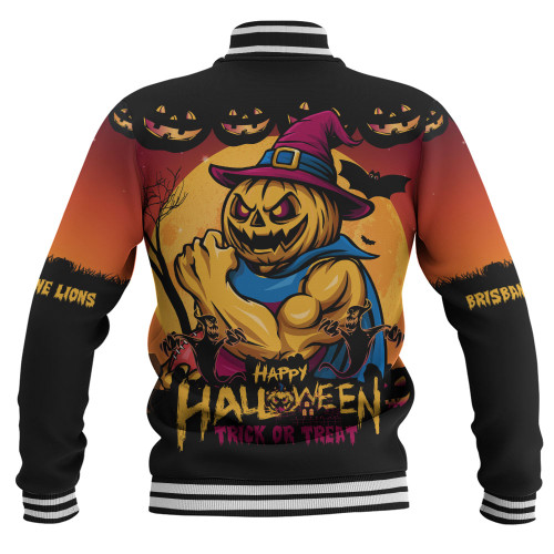 Brisbane Lions Baseball Jacket Dark Pumpkin Halloween Spirit