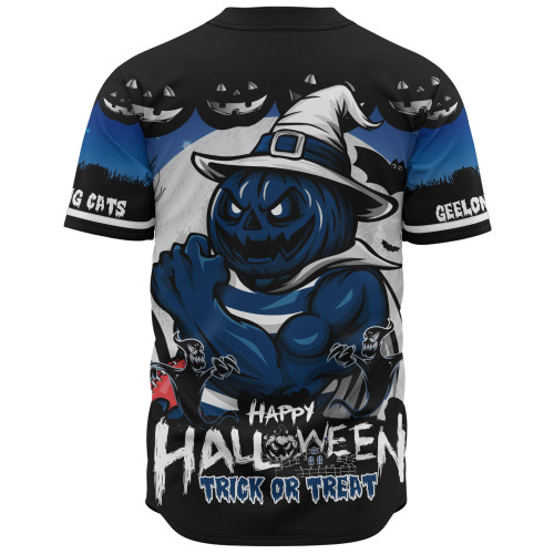 Geelong Cats Baseball Shirt Dark Pumpkin Halloween Spirit