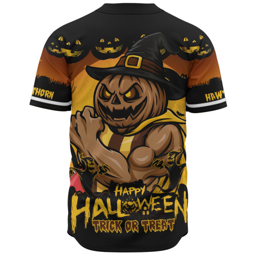 Hawthorn Baseball Shirt Dark Pumpkin Halloween Spirit Hawthorn Baseball Shirt Dark Pumpkin Halloween Spirit