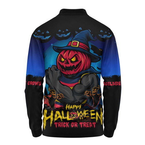 Adelaide Crows Long Sleeve Polo Shirt Dark Pumpkin Halloween Spirit Adelaide Crows Long Sleeve Polo Shirt Dark Pumpkin Halloween Spirit