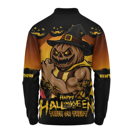Hawthorn Long Sleeve Polo Shirt Dark Pumpkin Halloween Spirit