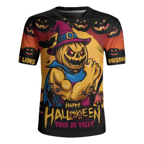 Brisbane Lions Rugby Jersey Dark Pumpkin Halloween Spirit