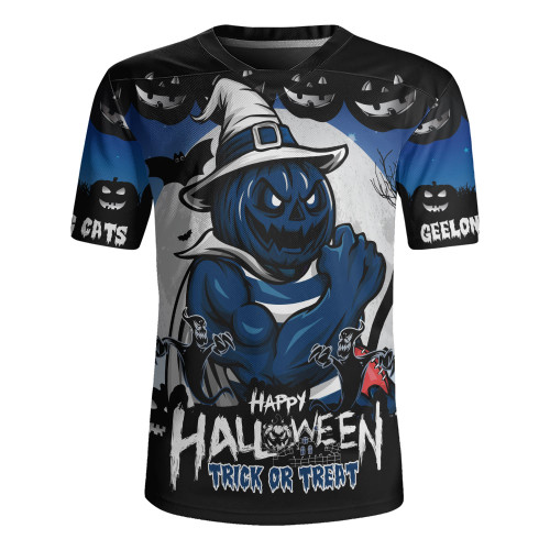 Geelong Cats Rugby Jersey Dark Pumpkin Halloween Spirit