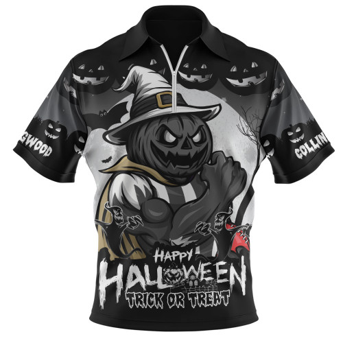 Collingwood Zip Polo Shirt Dark Pumpkin Halloween Spirit