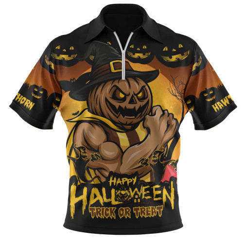 Hawthorn Zip Polo Shirt Dark Pumpkin Halloween Spirit