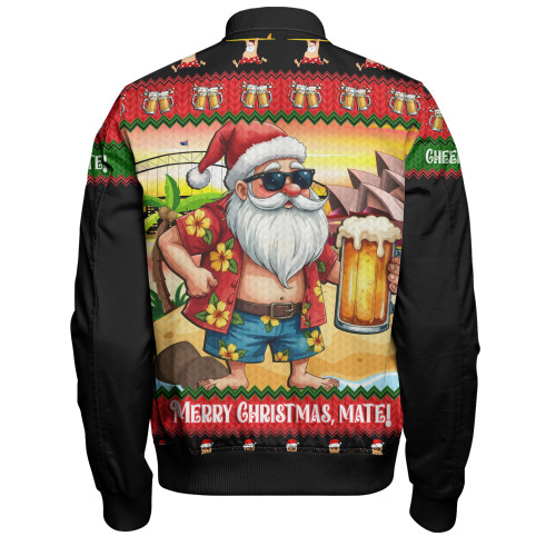 Australia Bomber Jacket Christmas Santa Beer Cheers Style