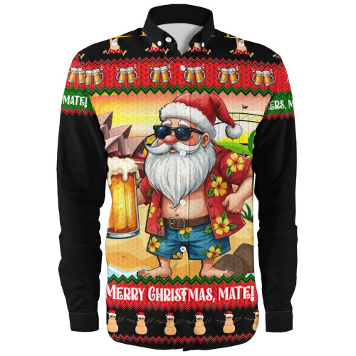 Australia Long Sleeve Shirt Christmas Santa Beer Cheers Style