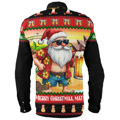 Australia Long Sleeve Shirt Christmas Santa Beer Cheers Style