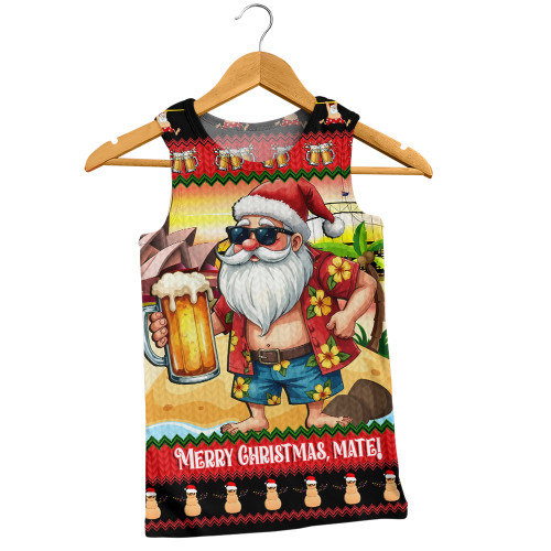 Australia Men Singlet Christmas Santa Beer Cheers Style