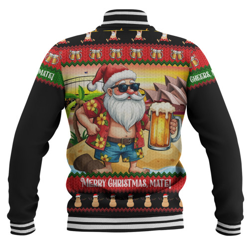 Australia Baseball Jacket Christmas Santa Beer Cheers Style