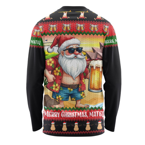 Australia Long Sleeve T-shirt Christmas Santa Beer Cheers Style