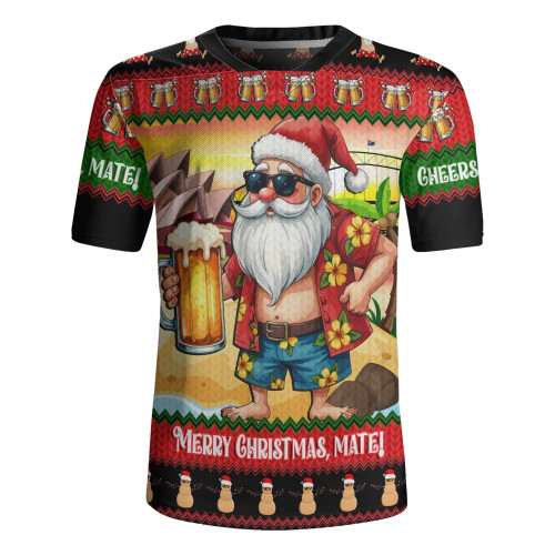 Australia Rugby Jersey Christmas Santa Beer Cheers Style