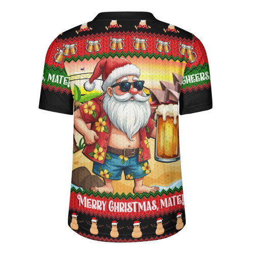 Australia Rugby Jersey Christmas Santa Beer Cheers Style