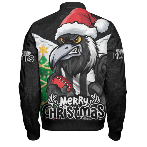 Collingwood Bomber Jacket Santa Scoring Touchdown On Christmas Game Day