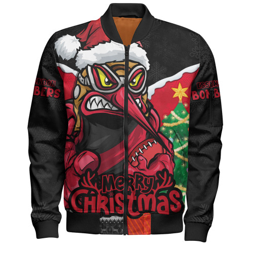 Essendon Bomber Jacket Santa Scoring Touchdown On Christmas Game Day