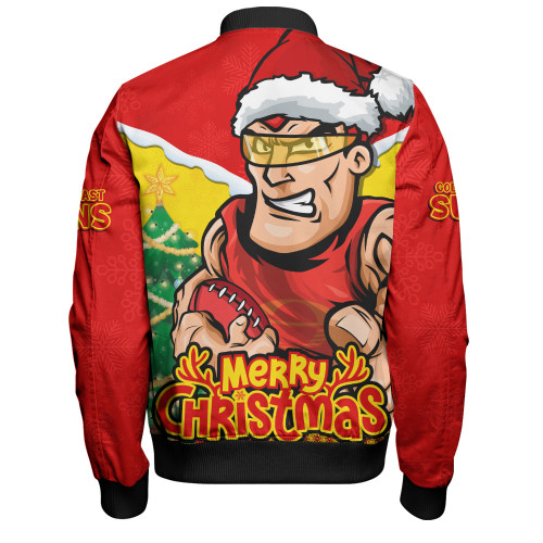 Gold Coast SUNS Bomber Jacket Santa Scoring Touchdown On Christmas Game Day