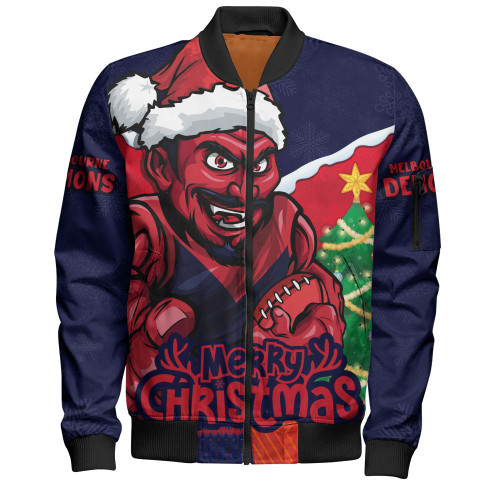 Melbourne Bomber Jacket Santa Scoring Touchdown On Christmas Game Day