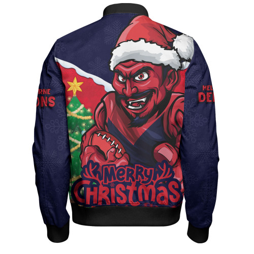 Melbourne Bomber Jacket Santa Scoring Touchdown On Christmas Game Day
