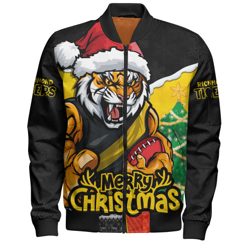 Richmond Bomber Jacket Santa Scoring Touchdown On Christmas Game Day