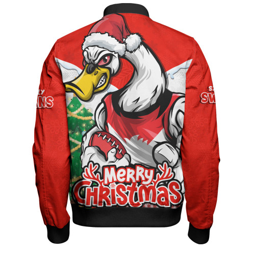 Sydney Swans Bomber Jacket Santa Scoring Touchdown On Christmas Game Day