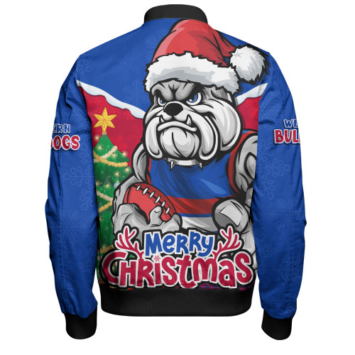 Western Bulldogs Bomber Jacket Santa Scoring Touchdown On Christmas Game Day