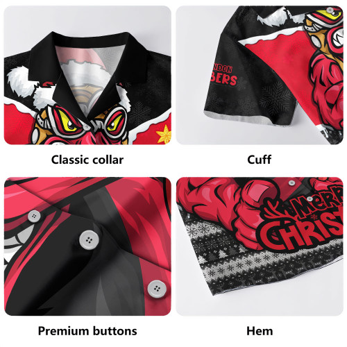 Essendon Hawaiian Shirt Santa Scoring Touchdown On Christmas Game Day