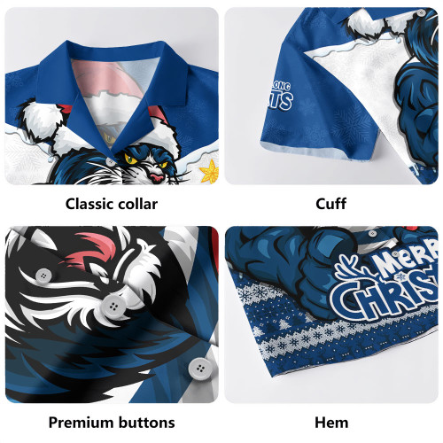 Geelong Cats Hawaiian Shirt Santa Scoring Touchdown On Christmas Game Day