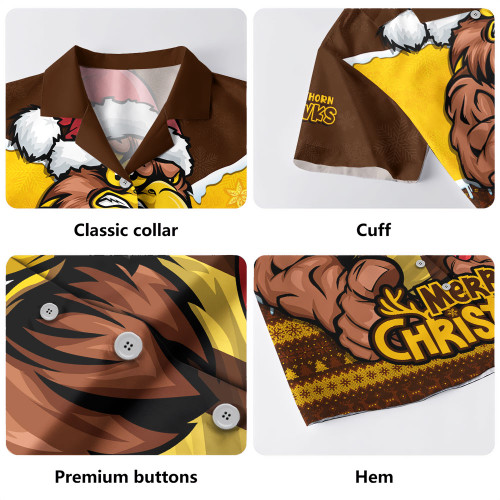 Hawthorn Hawaiian Shirt Santa Scoring Touchdown On Christmas Game Day