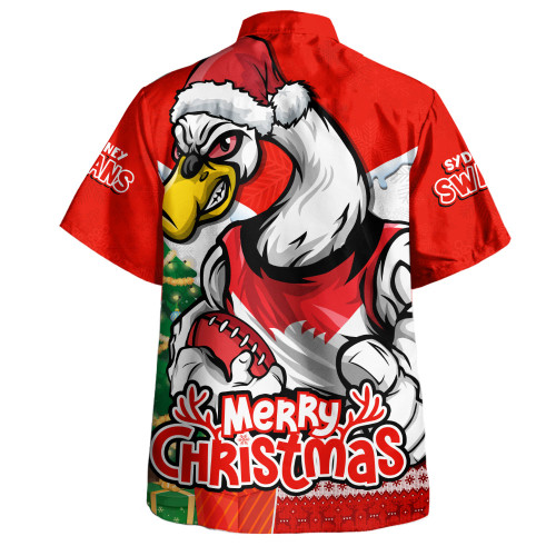 Sydney Swans Hawaiian Shirt Santa Scoring Touchdown On Christmas Game Day Sydney Swans Hawaiian Shirt Santa Scoring Touchdown On Christmas Game Day