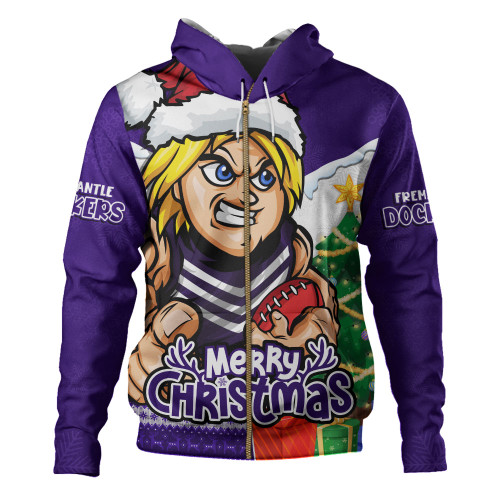 Fremantle Hoodie Santa Scoring Touchdown On Christmas Game Day