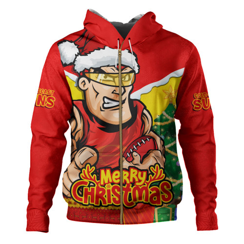 Gold Coast SUNS Hoodie Santa Scoring Touchdown On Christmas Game Day Gold Coast SUNS Hoodie Santa Scoring Touchdown On Christmas Game Day