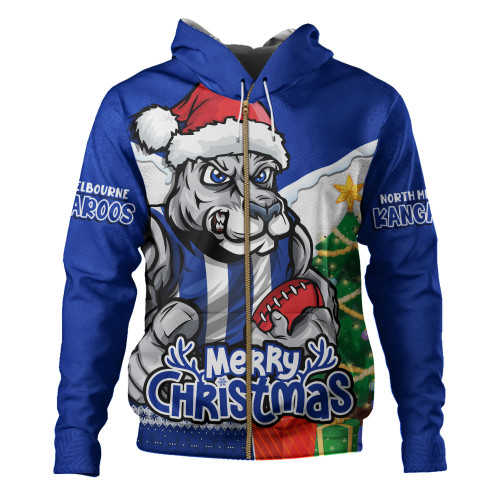 North Melbourne Hoodie Santa Scoring Touchdown On Christmas Game Day