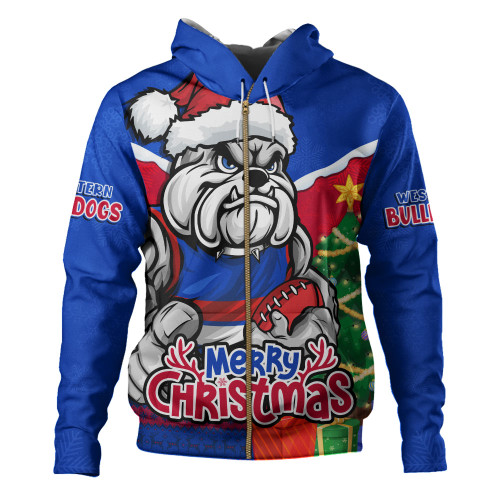 Western Bulldogs Hoodie Santa Scoring Touchdown On Christmas Game Day