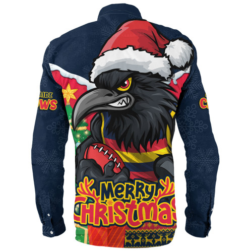 Adelaide Crows Long Sleeve Shirt Santa Scoring Touchdown On Christmas Game Day