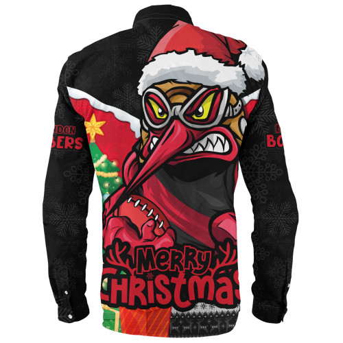 Essendon Long Sleeve Shirt Santa Scoring Touchdown On Christmas Game Day