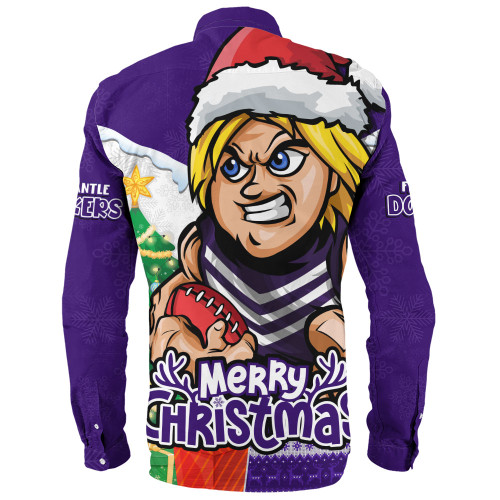 Fremantle Long Sleeve Shirt Santa Scoring Touchdown On Christmas Game Day