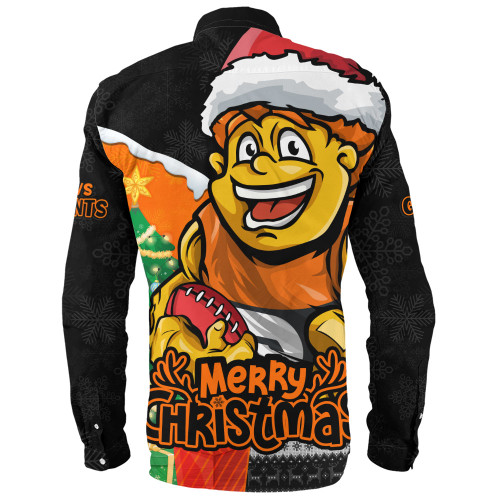GWS GIANTS Long Sleeve Shirt Santa Scoring Touchdown On Christmas Game Day