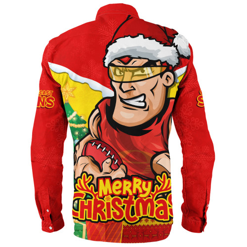 Gold Coast SUNS Long Sleeve Shirt Santa Scoring Touchdown On Christmas Game Day Gold Coast SUNS Long Sleeve Shirt Santa Scoring Touchdown On Christmas Game Day