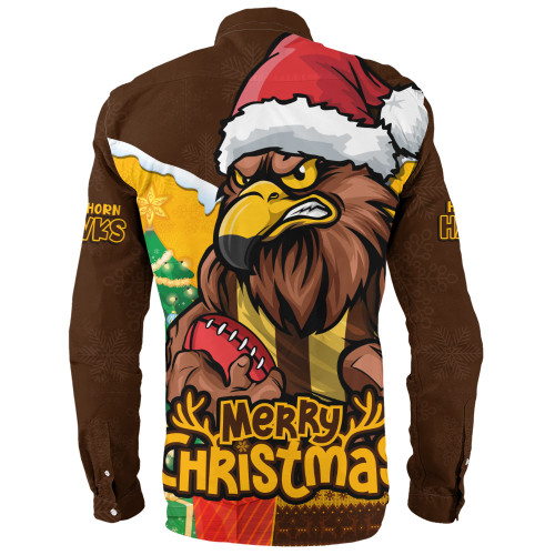 Hawthorn Long Sleeve Shirt Santa Scoring Touchdown On Christmas Game Day