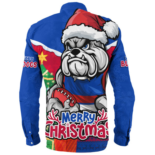 Western Bulldogs Long Sleeve Shirt Santa Scoring Touchdown On Christmas Game Day